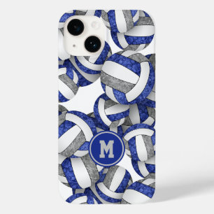 青灰色の女モノグラムのの子バレーボール Case-Mate iPhone 14ケース