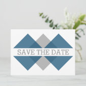 青灰色の幾何学座標系の日付を保存招待状 セーブザデート (スタンド正面)
