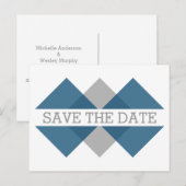 青灰色の幾何学組み合わせ日付はがきを保存 案内ポストカード (正面/裏面)