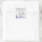 青灰色の男の子の月と星 スクエアシール (バッグ)