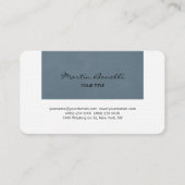 青灰色の白い手書きミニマルクラシカルリスト 名刺 (正面)
