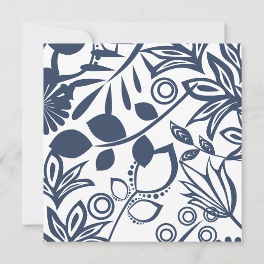 青灰色の白い花の発表カード カード (裏面)