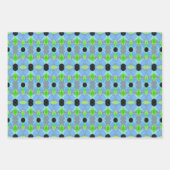 青灰色の緑と白スタイリッシュパターン（の模様が）ある ラッピングペーパーシート (正面)