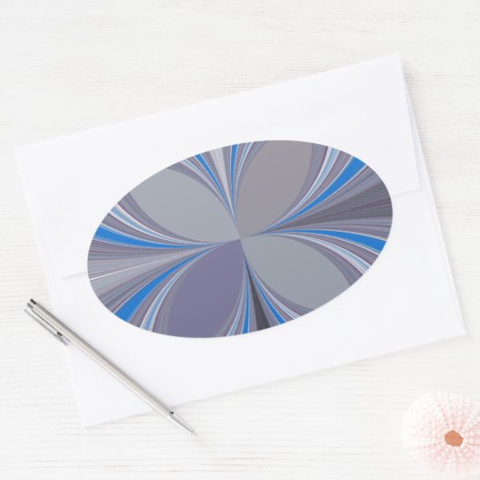 青灰色アッシュ グレーの水玉模様 テクスチャ アート プリント 楕円形シール (封筒)