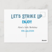 青灰色ハッピーバースデー10歳名前を付けよう ポストカード (裏面)