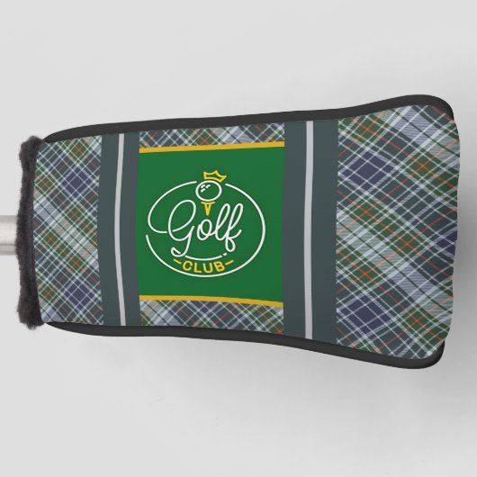 青灰色プレイドゴルフヘッドカバー ゴルフヘッドカバー (正面)