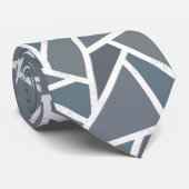 青灰色モザイクパターン ネクタイ (ロール)
