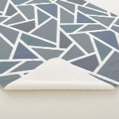 青灰色モザイク模様 シェルパブランケット (3/4)