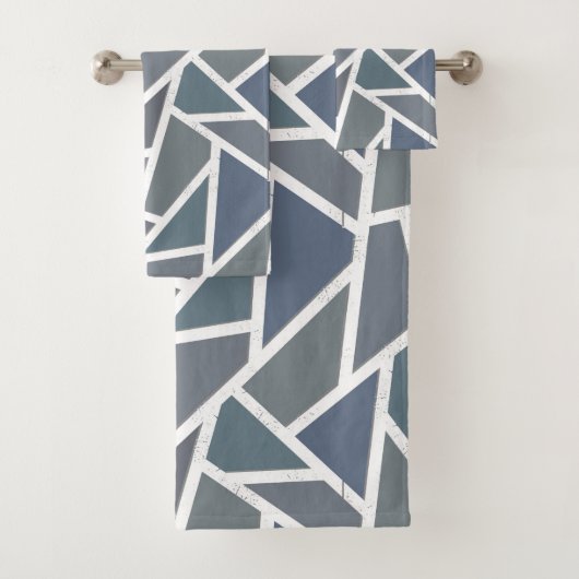 青灰色モザイク模様 バスタオルセット (インサイチュ)