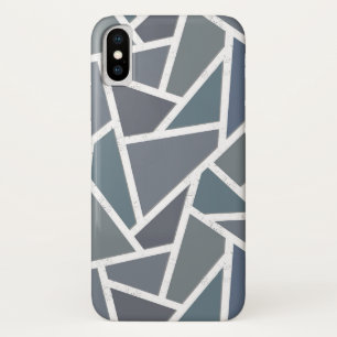 青灰色モザイク模様 iPhone X ケース