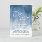 青灰色モダンな段付きアートの結婚式招待状 招待状 (スタンド正面)