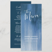 青灰色モダンな段付きアートウェディングメニューラックパック メニュー (正面/裏面)