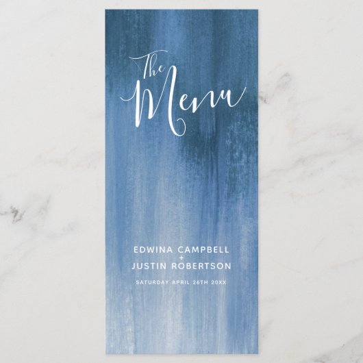 青灰色モダンな段付きアートウェディングメニューラックパック メニュー (正面)
