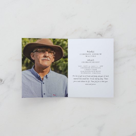 青灰色写真 ライフセレブレーション 折り畳み式 招待状 (内部)