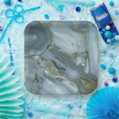 青灰色大理石帶金脈 ペーパープレート (パーティー)