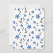 青灰色水彩5枚の花の模様 招待状 (裏面)