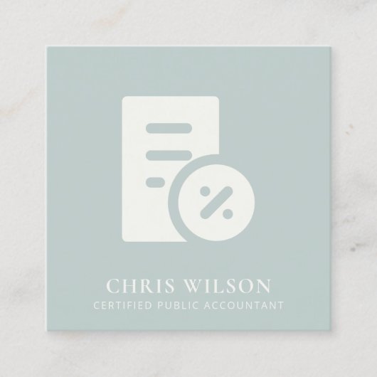 青灰色計モダン算アイコン会計税 スクエア名刺 (正面)