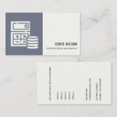 青灰色計算コモダンイン会計アイコン 名刺 (正面/裏面)