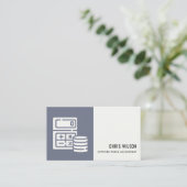 青灰色計算コモダンイン会計アイコン 名刺 (スタンド正面)