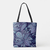 青点々のあるいパターンとペイズリーとビーズ。名前 トートバッグ (裏面)