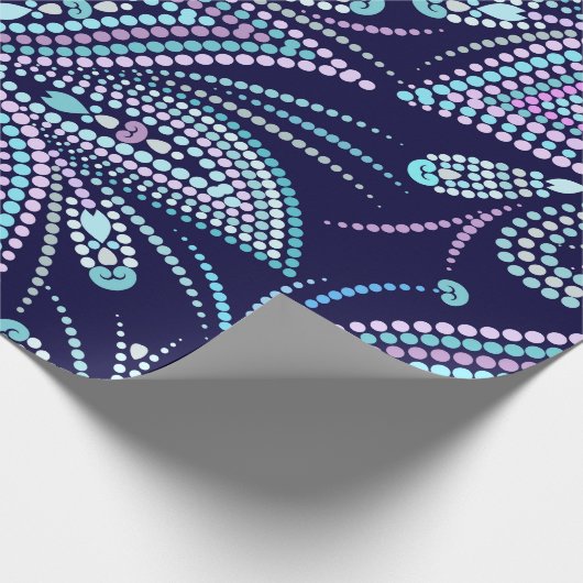 青点々のあるいパターンとペイズリーとビーズ。名前 ラッピングペーパー (角)
