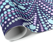 青点々のあるいパターンとペイズリーとビーズ。名前 ラッピングペーパー (ロールコーナー)