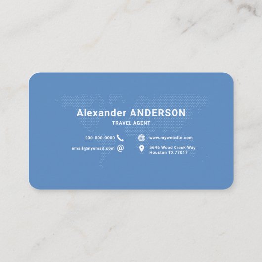 青点々のある世界地図 名刺 (裏面)