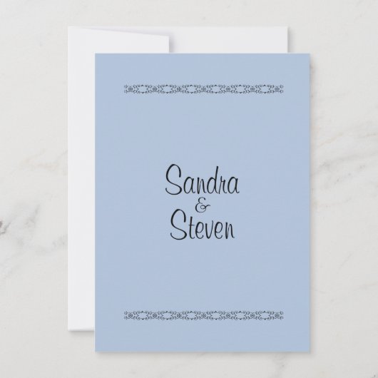 青無地の結婚式招待状 招待状 (裏面)