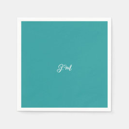 青無地の色トレンディーパステルイニシャル名 スタンダードカクテルナプキン