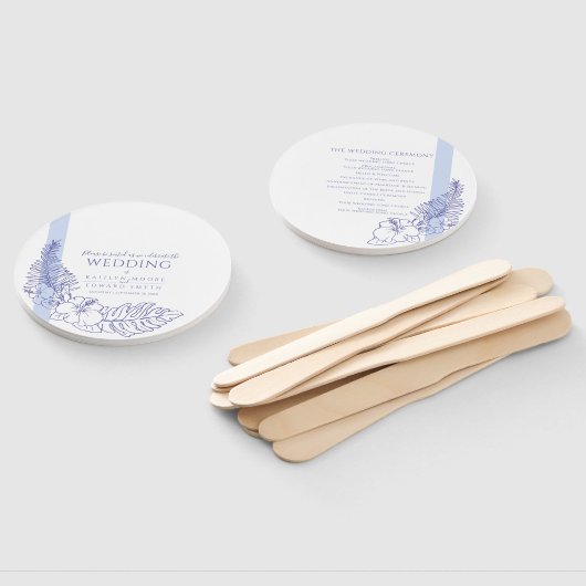 青熱帯植物線画結婚術 ハンドファン (組立なし)