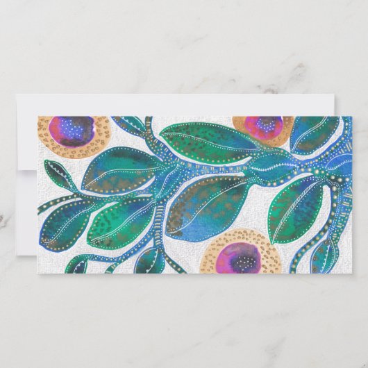 青熱狂する砂漠植物，抽象芸術，ブックマーク サンキューカード (裏面)