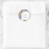 青牡丹と黄色のデイジーアレンジメント結婚ズ ラウンドシール (バッグ)