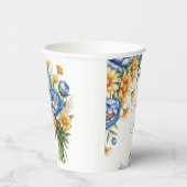 青牡丹と黄色のデイジーアレンジメント結婚ズ 紙コップ (右)