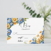 青牡丹と黄色のデイジー結婚ズ 出欠カード (スタンド正面)