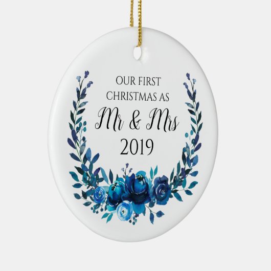 青牡丹の初めてのクリスマスはミスター・アンド・ミセス セラミックオーナメント (右)