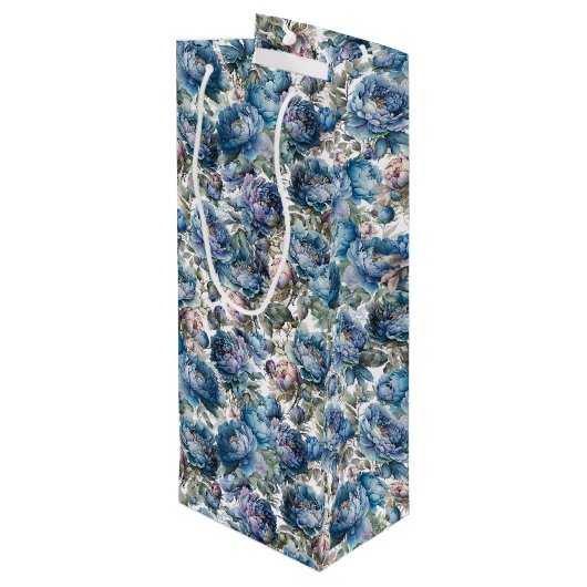青牡丹の花柄ハッピーマザーズデイ ワインギフトバッグ (裏面アングル)