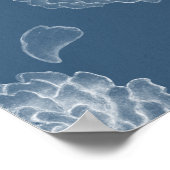 青牡丹シームレス花柄 ポスター (角)