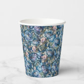 青牡丹花柄ヴィンテージ花園 紙コップ (裏面)