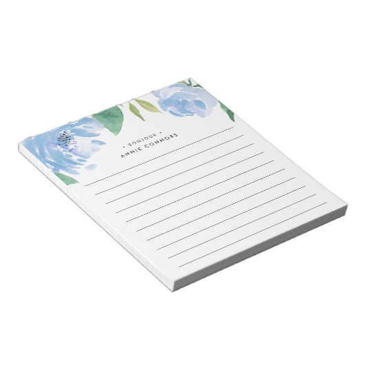 青牡丹 |線パーソナライズされた付 ノートパッド (アングル)