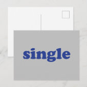 青独身の文字グレー ポストカード (正面/裏面)