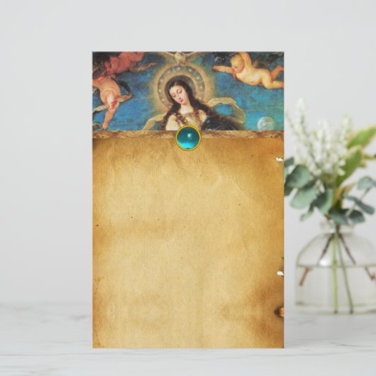 青玉付き天使とヴァージンパーチメント 便箋 (スタンド正面)