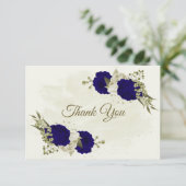 青王室のいベージュの花結婚植物 サンキューカード (スタンド正面)