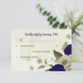 青王室のいベージュの花結婚植物 出欠カード (スタンド正面)