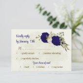 青王室のいベージュの花結婚植物 出欠カード (スタンド正面)