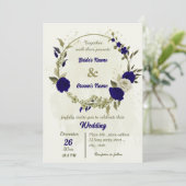 青王室のいベージュの花結婚植物 招待状 (スタンド正面)