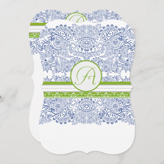 青王室のいリンゴ緑の灰色の愛の鳥結婚の 招待状 (正面/裏面)