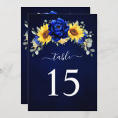 青王室のい素朴ひまわりテーブル番号カード 招待状 (正面/裏面)