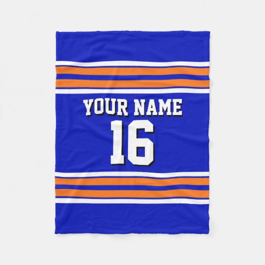 青王室のとオレンジ色の白ストライプいチームJersey V フリースブランケット (正面)