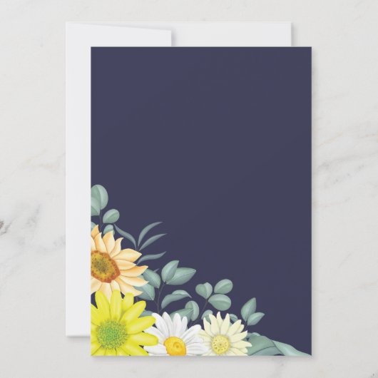 青王室のとヒマワリの結婚式招待状 招待状 (裏面)