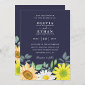 青王室のとヒマワリの結婚式招待状 招待状 (正面/裏面)